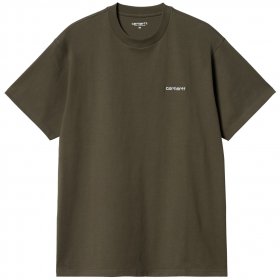 CARHARTT WIP Script Embroidery Ss Tshirt /cypress blanc